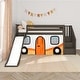 preview thumbnail 14 of 62, Max and Lily Classic Twin Low Loft with Stairs, Easy Slide and Curtain Clay, Orange