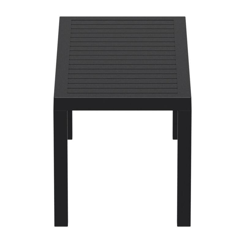 36" Black Patio Solid Rectangular Patio Resin Coffee Table