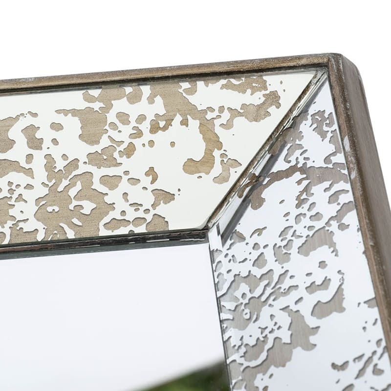 Antique Silver Square Hanging Mirror with Floral Accents Decorative