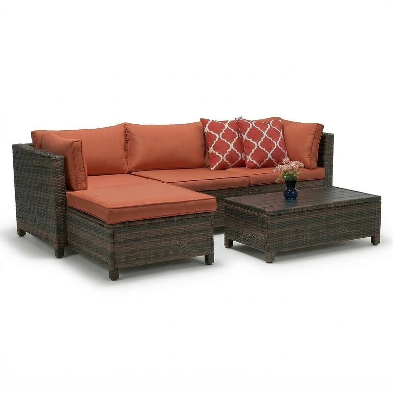 3 Pieces Wicker Patio Outdoor Sectional Set