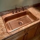 preview thumbnail 5 of 11, Angelico Copper 33" Single Bowl Drop-In Kitchen Sink with 4 Holes