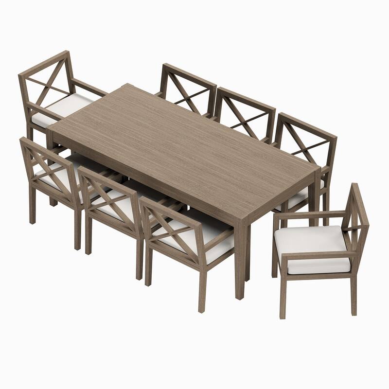 Northlake 9-Piece Outdoor Patio Teak Wood Dining Set