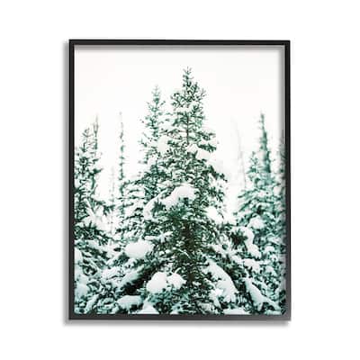 Stupell Woodland Fir with Snow Framed Giclee Art Design By Justine Milton