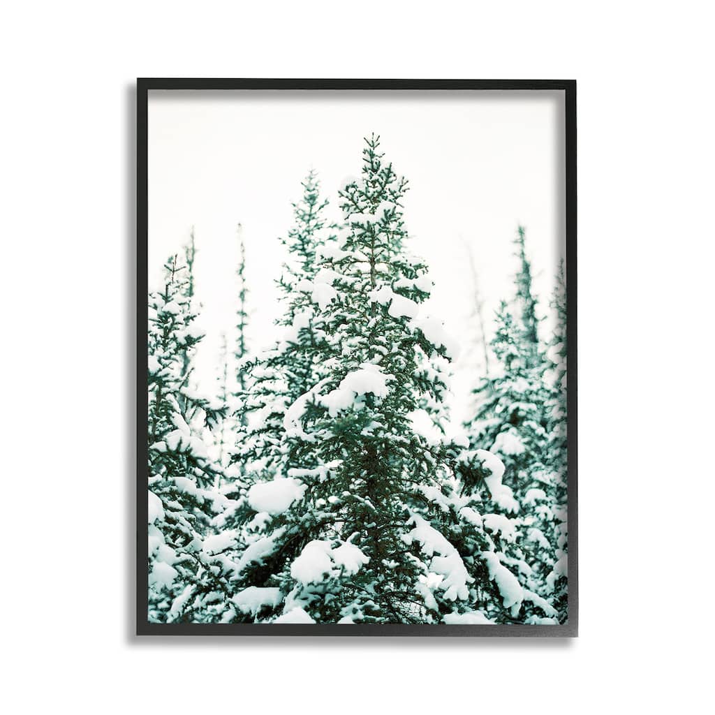 Stupell Woodland Fir with Snow Framed Giclee Art Design By Justine Milton