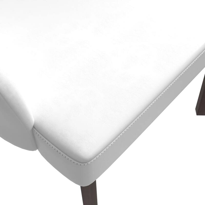 Ethos Leather Dining Chair with Rubberwood Legs Curved Back Accent Chair for Kitchen and Dining Room Set of 2