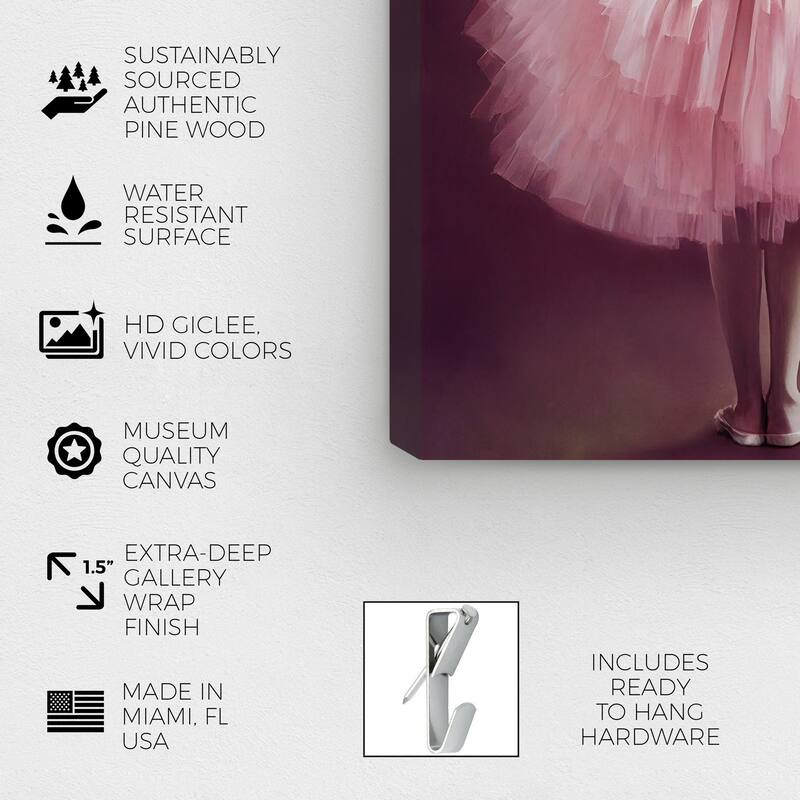 Wynwood Studio Fashion and Glam Ballerina II Pink and Traditional Wall Art Canvas Print