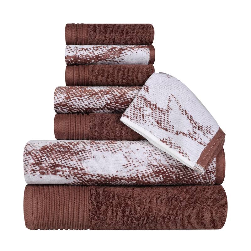 Superior Cotton Quick-Drying Solid and Marble 8 Piece Towel Set