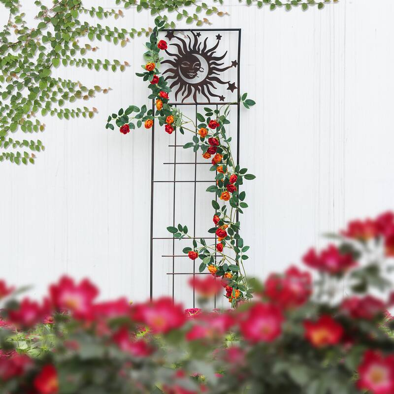 Glitzhome 48"H Metal Sun Garden Trellis Plant Climbing Stakes