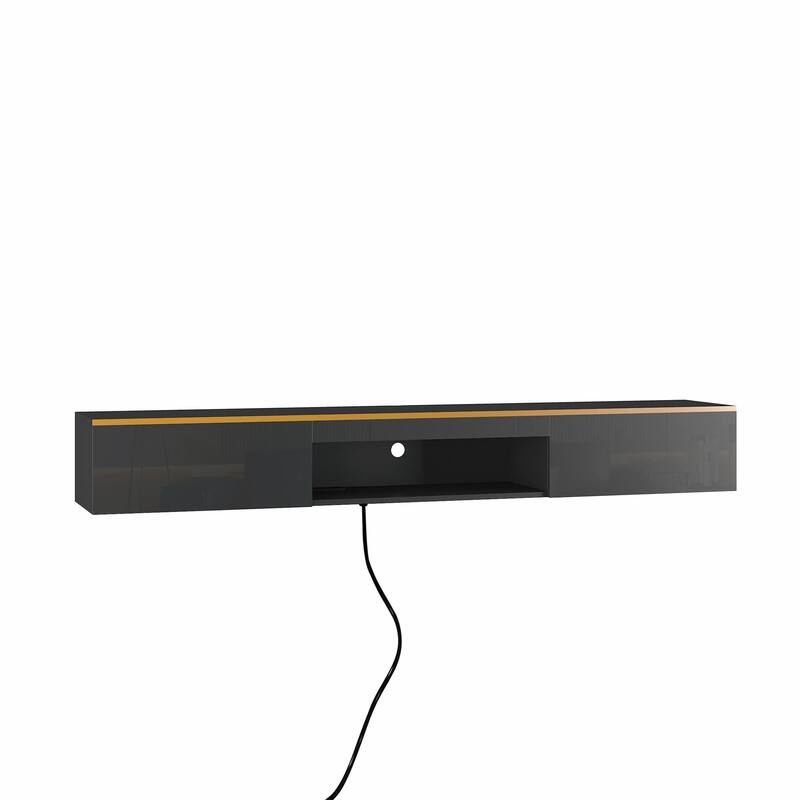 Floating TV Stand Wall Mounted with 16 Color LEDs, 69" Modern TV Stand