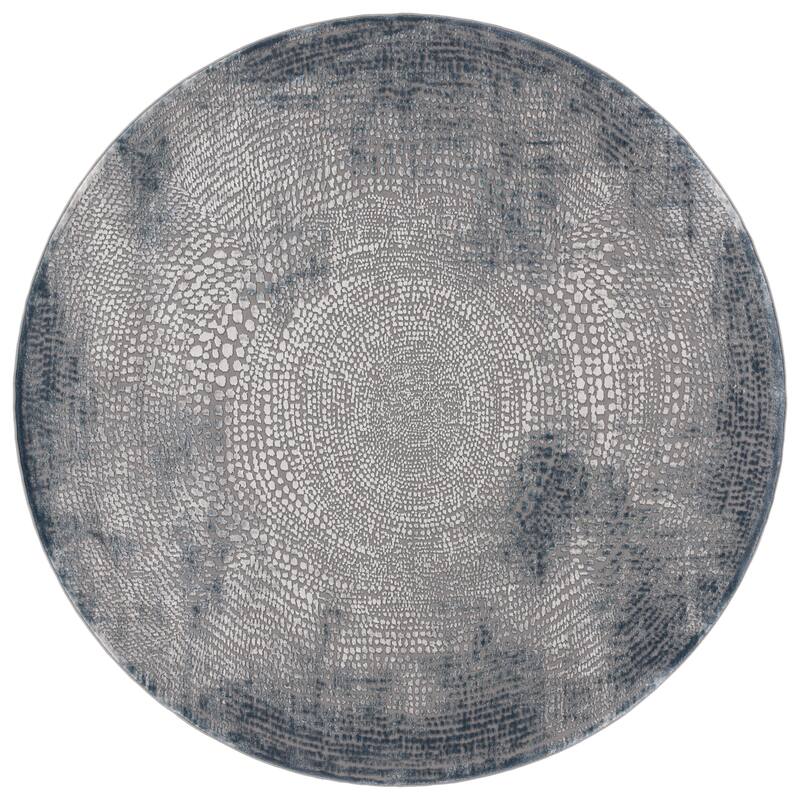 SAFAVIEH, Meadow Audry Modern Abstract Rug - 6'7" Round - Blue/Ivory
