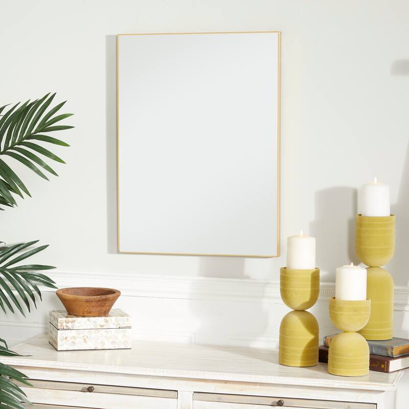 Contemporary Rectangular Wall Mirror - Multiple Finishes and Sizes - 18"W, 24"H - Gold - Small