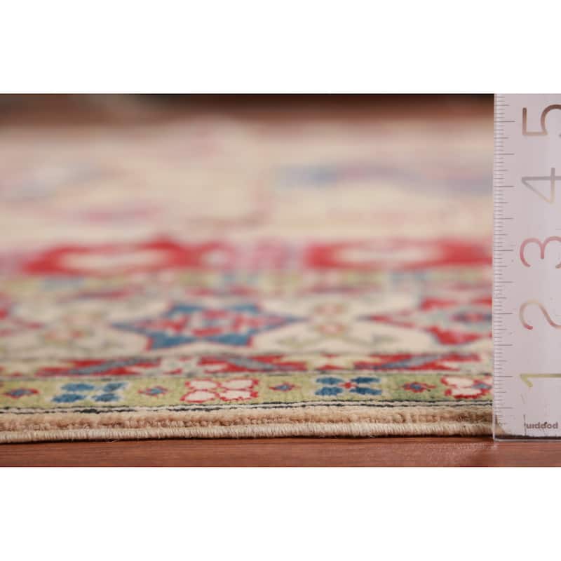 Hand Knotted Oriental 100% Wool Carpet Traditional Geometric Peach Kazak Area Rug - 9' 9'' X 8' 4''