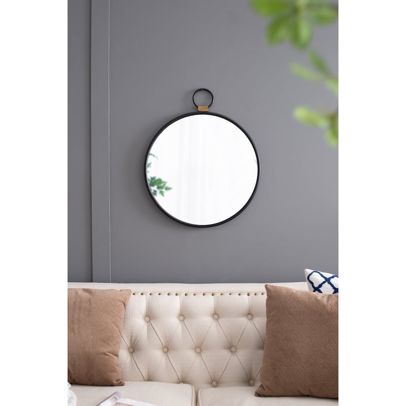 24" x 27" Wall Mirror with Black Frame, Contemporary Minimalist Accent Mirror for Living Room, Foyer, Entryway, Bedroom