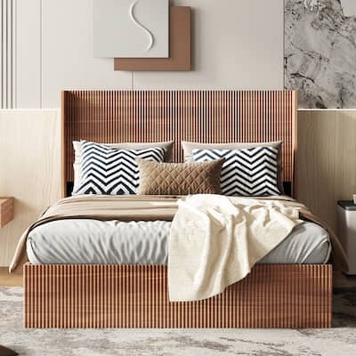 Wooden Platform Bed With Lift Storage