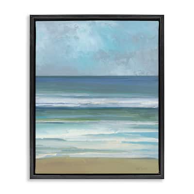 Stupell Calming Blue Waves Impression Framed Floater Canvas Wall Art Design By Sally Swatland
