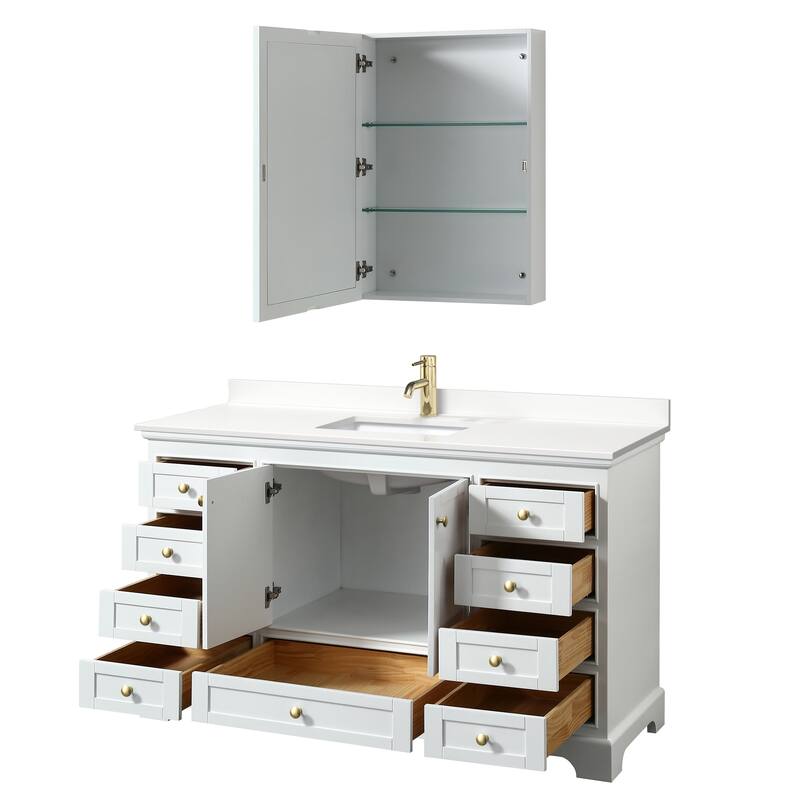 Deborah 60-inch Single Vanity, Quartz Top, Medicine Cabinet