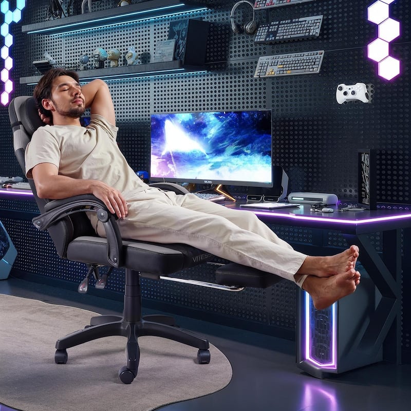 BOSSIN Ergonomic Gaming Chair – 400 lbs Support, PC/Racing Office Chair with Adjustable Swivel, Lumbar Vibration & Headrest