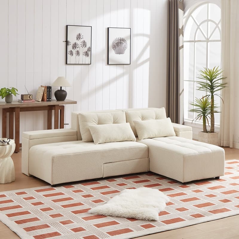Modern Free Combination Modular Sofa With 4 Pillows,Corduroy Sofa Couch for Living Room