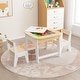 preview thumbnail 2 of 8, Gymax 3-in-1 Kids Wooden Table & 2 Chairs Set w/ Storage Detachable