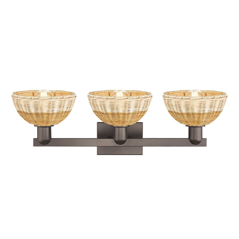 Innovations Lighting Downtown Urban - Natural Ballston Dome - 3 Light 26" Bath Vanity Light with Basketweave Shade