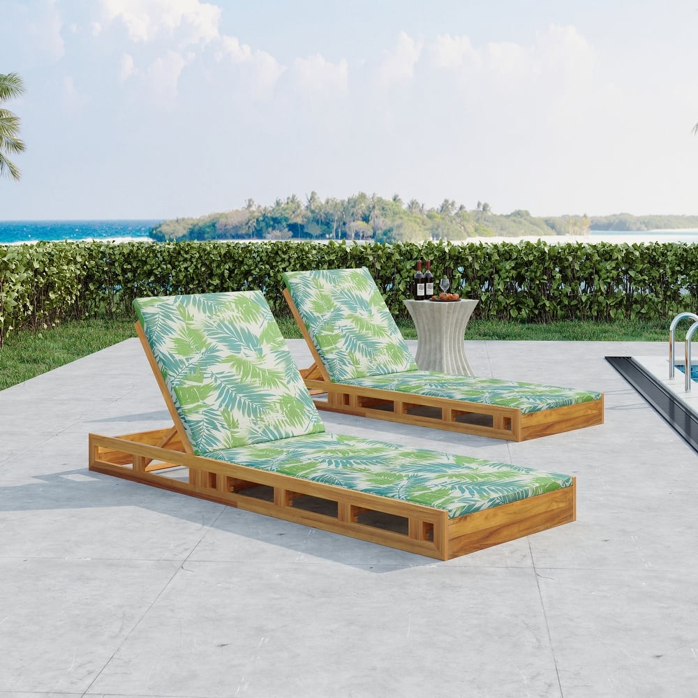 Outdoor Patio Chaise Lounge Chairs Adjustable Backrest Lounge Chairs with Water-repellent Cushions for Poolside Balcony Garden