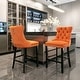 preview thumbnail 8 of 56, Set of 2 Contemporary Velvet Upholstered Barstools with Button Tufted Decoration Orange
