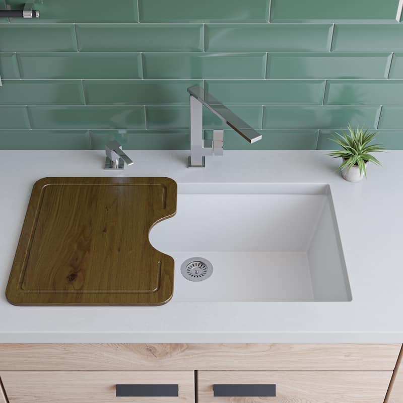 Alfi White Granite Composite 30-inch Undermount Single Bowl Kitchen Sink