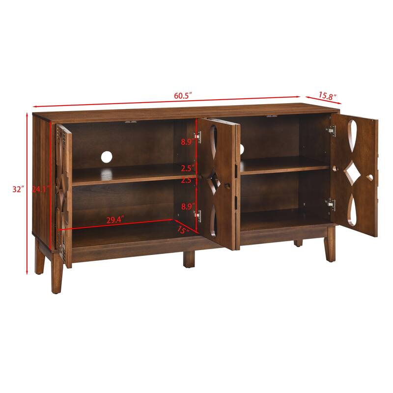 Mid Century Modern 60-inch 4-Shelf Dining Sideboard/Buffet