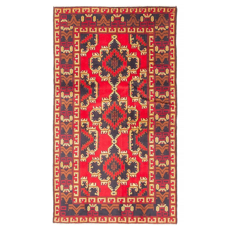 ECARPETGALLERY Hand-knotted Teimani Red Wool Rug - 3'8 x 6'5 - 3'8 x 6'5 - Red
