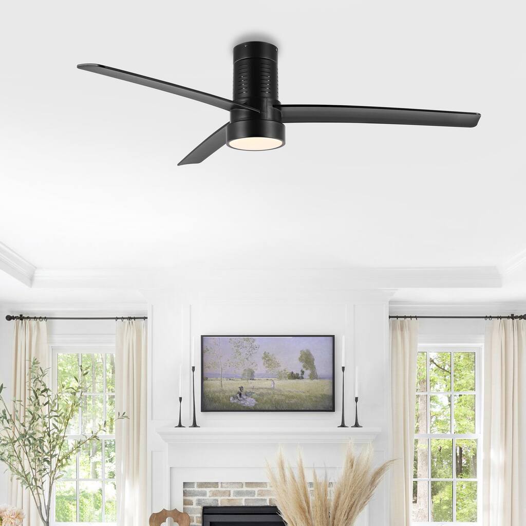 SAFAVIEH Lighting Tifanie Led Ceiling Fan - 52 In. W x 52 In. D x 13 In. H - Black - 52Wx52Dx13H