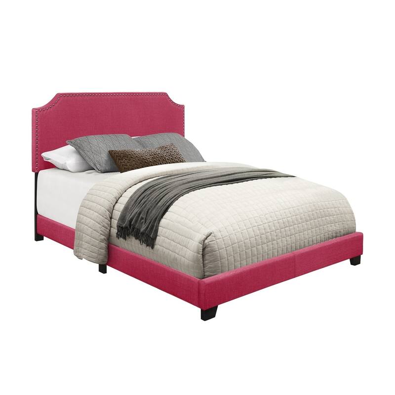 Wyman Pink Fabric Upholstered Panel Bed