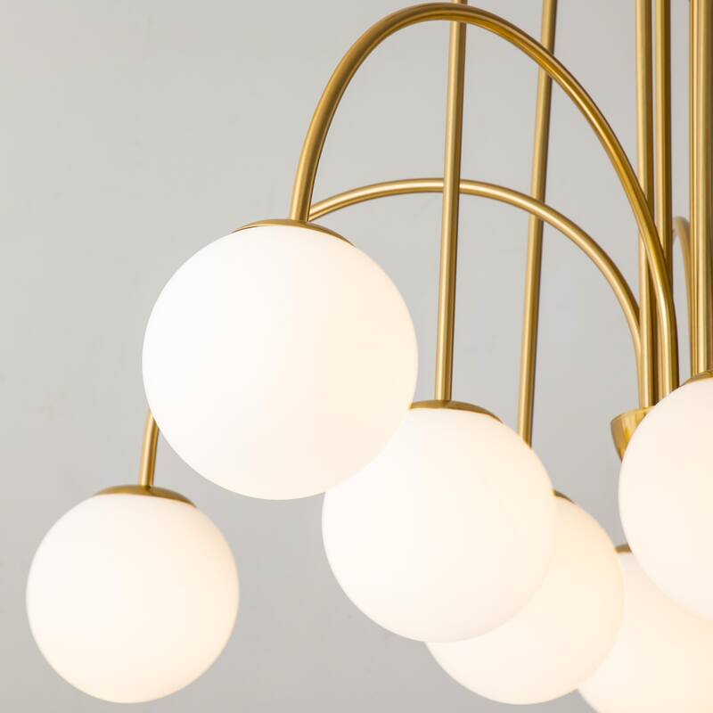 6/ 10-Light Modern Glam Sputnik Cluster Frosted Glass Globe Bubble Chandelier for Dining Room over Table