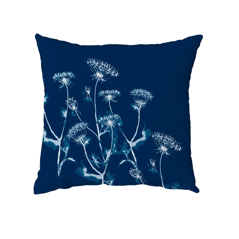 Breezy Wildflower Throw Pillow - Navy Blue - 16" x 16"