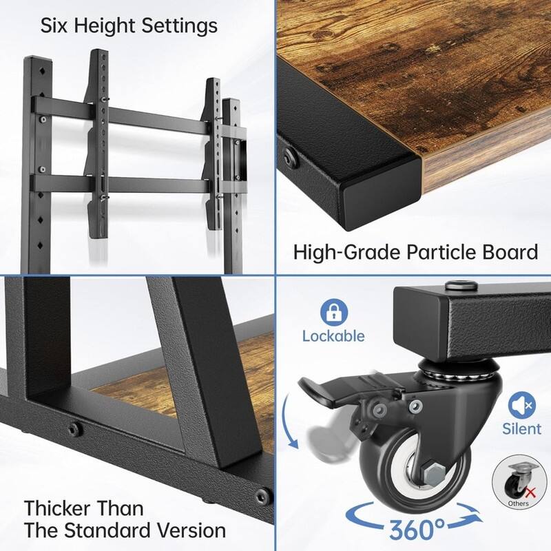 Rolling TV Stand with Large Storage