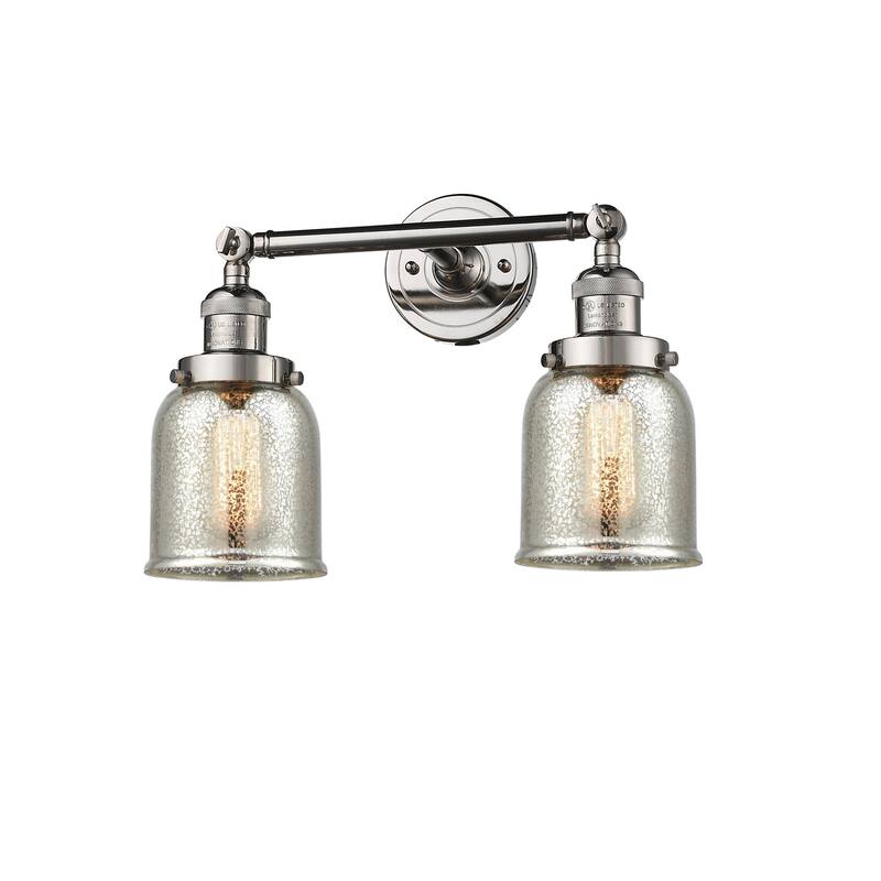 Innovations Lighting Small Bell 2 Light 15" Wide Bathroom Vanity Light - Polished Nickel / Silver Plated Mercury