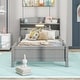 preview thumbnail 8 of 10, Twin Size Classic Wooden Platform Bed with LED Light, Storage Headboard, Safety Guardrail, Sturdy Construction