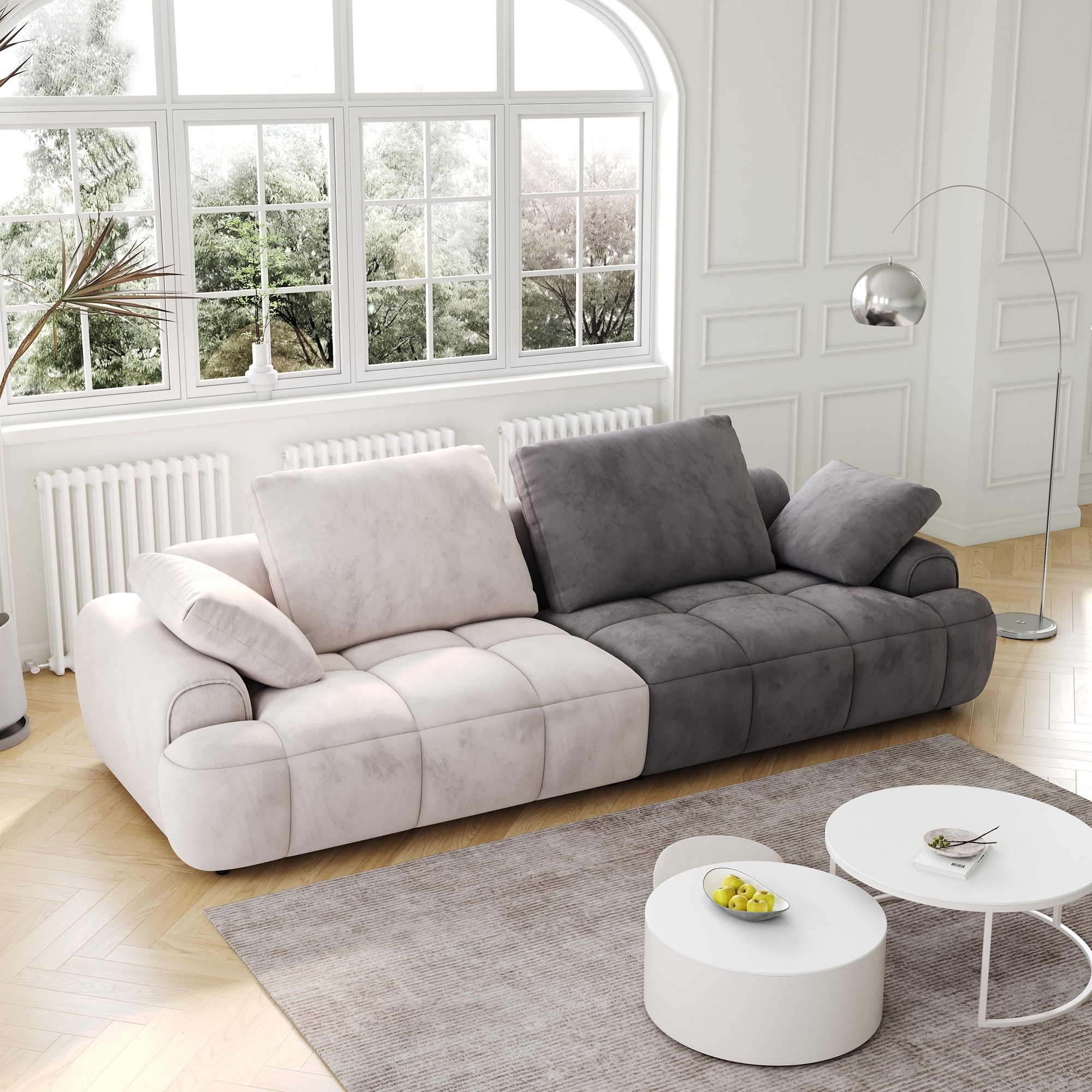 Spacious 3-Seat Modern Combine Upholstered Sofa cOUCH with Suede Fabric, Eucalyptus Wood Frame for Living Room Comfort - Bed Bath & Beyond