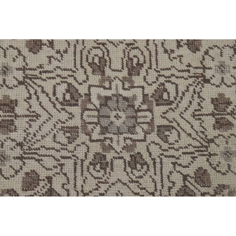 Distressed Tabriz Vintage Persian Rug Hand-Knotted Blue Wool Carpet - 6'7" x 9'6"