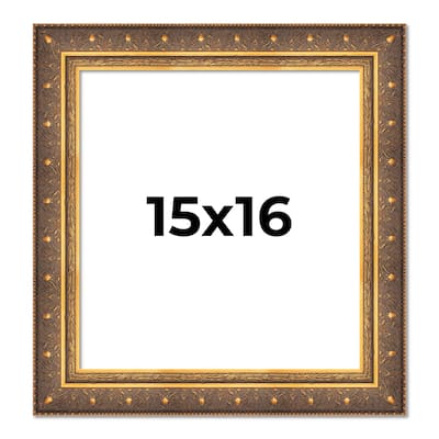 15x16 Frame Vintage Gold Solid Wood Picture Frame | 2.5 Inch Moulding