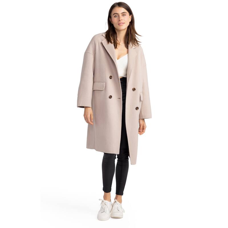 Amnesia Wool Blend Oversized Coat - L - Beige