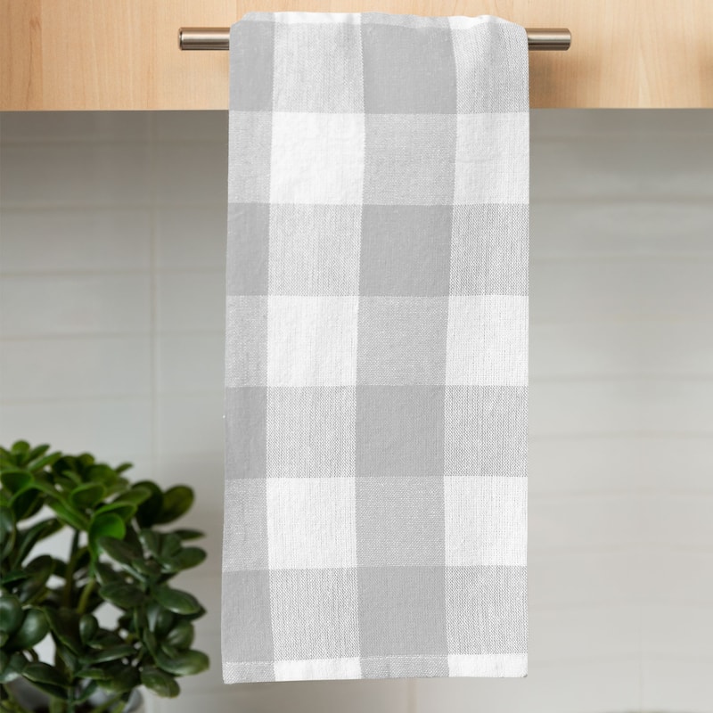 Country Check Kitchen Towel - 18x28 - Set of 12 - GREY