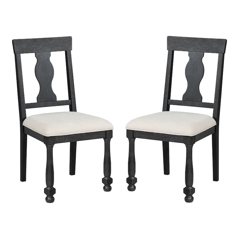 Furniture of America Lucan Modern Farmhouse 5-Piece Black Solid Wood Dining Set