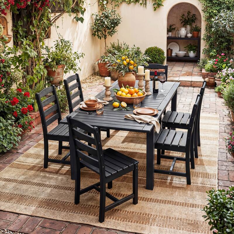 Set of 2 Outdoor Dining Chairs with Armrests, HDPE All Weather Patio Chairs, Waterproof UV Resistant Wood Grain Armchai