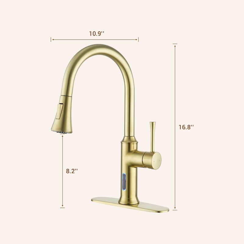 Smart Touchless Single Handle Pull-Down Sprayer Kitchen Faucet with Infrared Sensor and Smart Voice Control