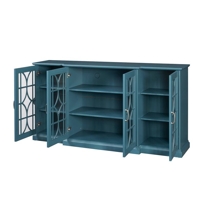 Modern Storage Cabinet with 4 Doors and 6 Adjustable Shelves for Living Room
