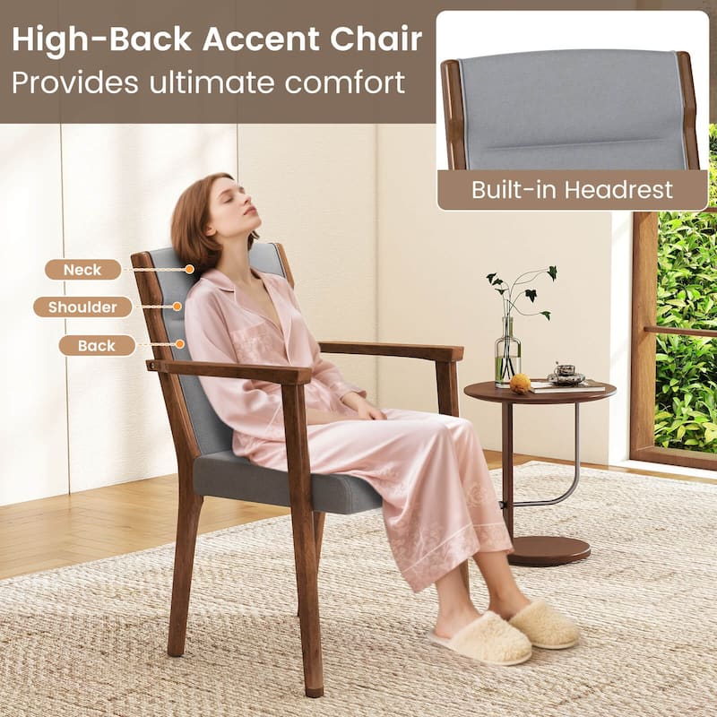 Costway 2/4 PCS Mid-Century Modern Dining Chairs Upholstered Wooden