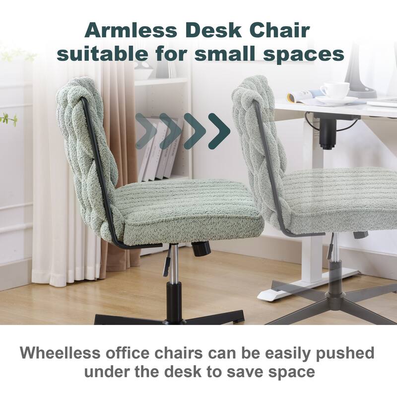 Upholstered No Wheels Armless Office Desk Chair