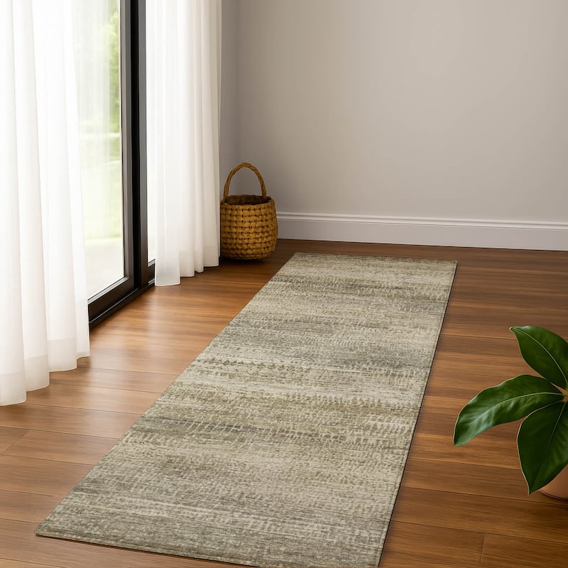 Premium Washable Super Soft Modern Layers Mayfield Rug - Taupe - 2'3" x 7'6"