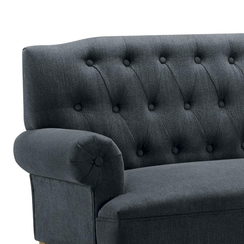 Moser Bay Arete Upholstered Tufted Settee Chesterfield Style Loveseat, Velvet or Linen