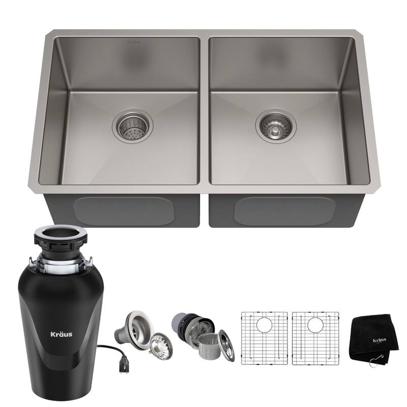 Kraus KHU102-33-100-75MB Standart PRO 32-3/4" Undermount Double Basin - Stainless Steel